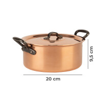 Verzinnter Schmortopf mit Deckel Ø 20 cm Dickwandig