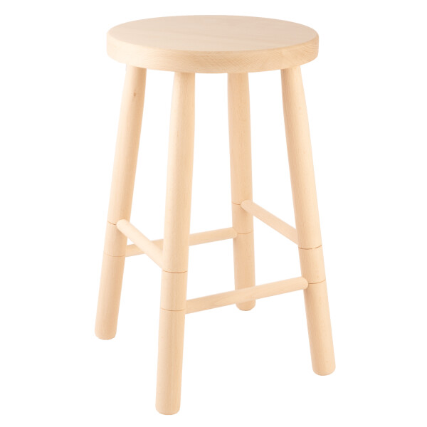 Cuisine Romefort - Tabouret Rond en hêtre Massif Non traité - Hauteur 50 cm - Tabouret de Travail, Tabouret de Guitare
