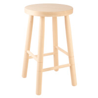 Cuisine Romefort - Tabouret Rond en hêtre Massif Non traité - Hauteur 50 cm - Tabouret de Travail, Tabouret de Guitare